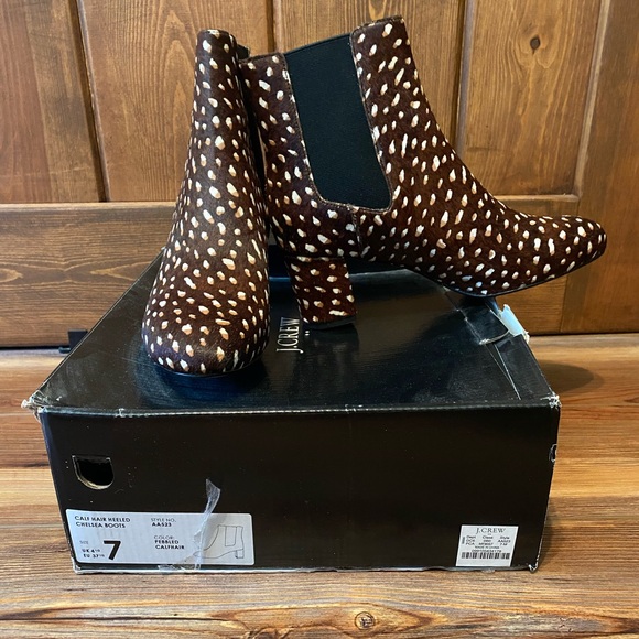 J. Crew Shoes - J. Crew Brown and White Patterned Calf Hair Ankle Booties